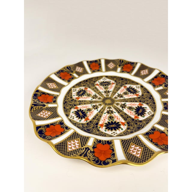 English 1980s Royal Crown Derby Old Imari 1128 Fluted Dessert Plate For Sale - Image 3 of 11