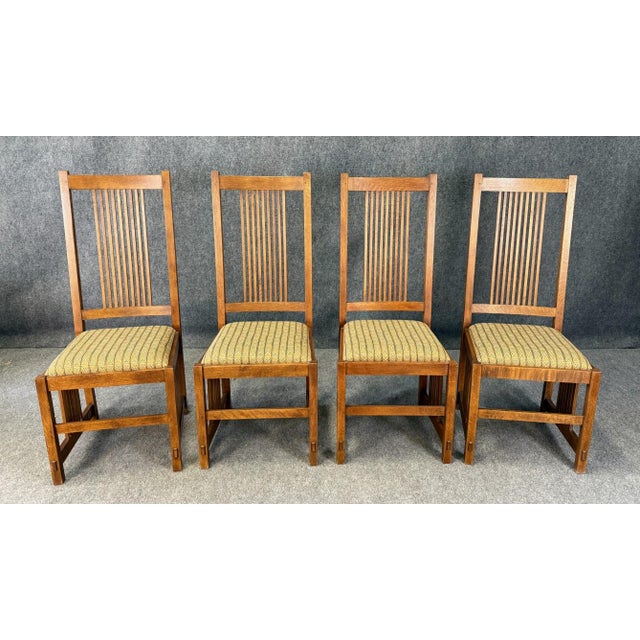 Set of 6 Stickley Solid Oak Mission Style Dining Chairs For Sale In Raleigh - Image 6 of 15