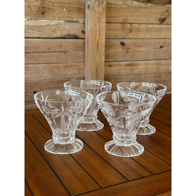 Late 20th Century Godinger Crystal Palm Tree Ice Cream Dessert Bowls - Set of Four For Sale - Image 9 of 12