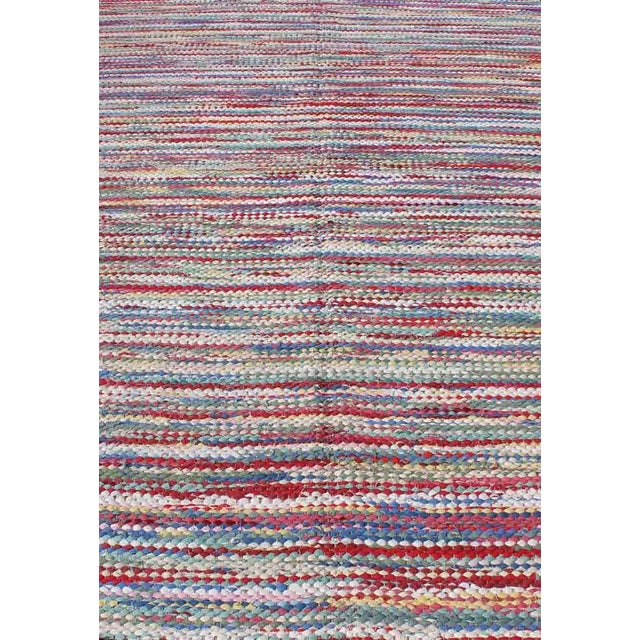 Large Colorful American Braided Rug With Horizontal Stripes and Fringe Detail For Sale - Image 12 of 13