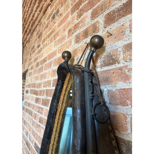 Antique Repurposed Leather Horse Collar Mirror For Sale - Image 9 of 12
