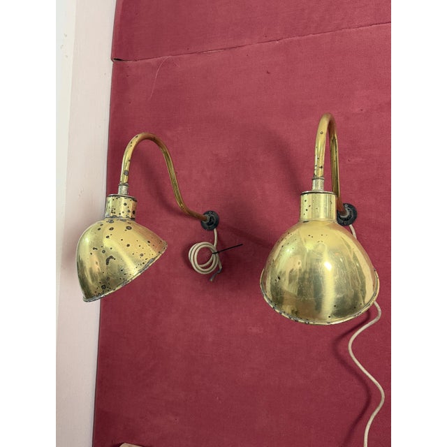 Large Industrial Wall Lamps with Adjustable Parabola Arm in Brass, 1950s, Set of 2 For Sale - Image 6 of 18
