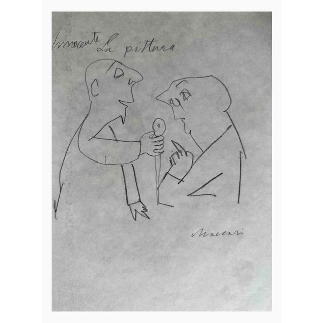 Figures is a pencil Drawing realized by Mino Maccari (1924-1989) in the 1960s. Hand-signed on the lower. Good conditions....