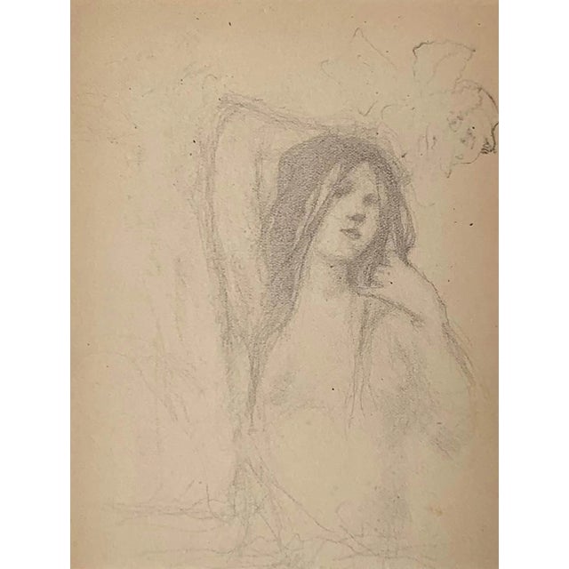 Water Nymph, c. 1893 by American Impressionist Walter Griffin (1876–1937) is pencil on paper and measures 7 1/2 x 4 1/2...