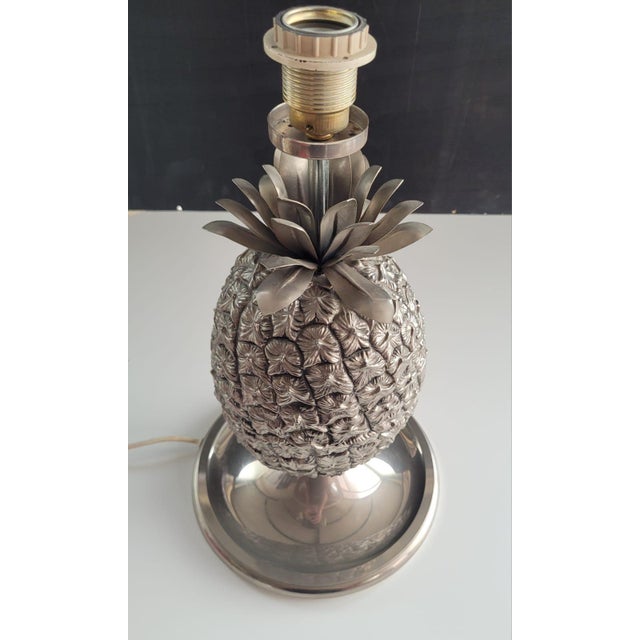 Hollywood Regency Nickel Plated Brass Ananas Table Lamp by Maison Jansen, 1970s For Sale - Image 12 of 13