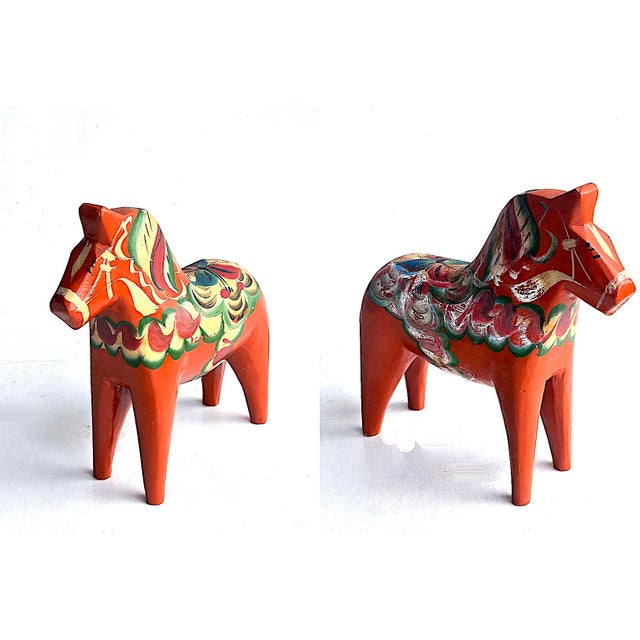 Folk Art Vintage Swedish Folk Art Wood Dalah Horse For Sale - Image 3 of 13