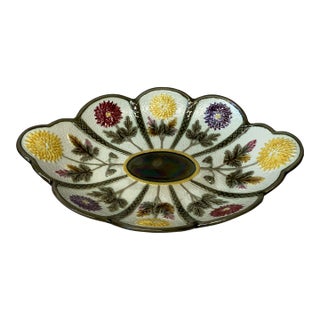 English Antique Wedgwood Majolica Chrysanthemum Flower Platter, Circa 1883 For Sale