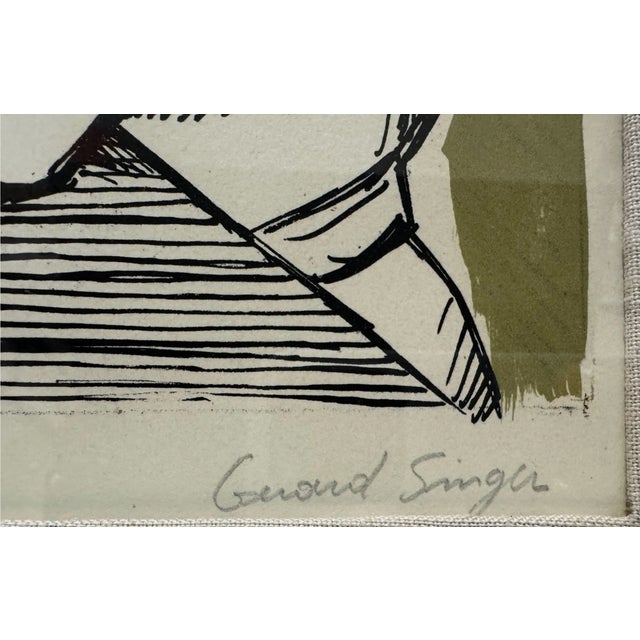 1960s Gérard Singer Signed Color Lithograph Depicting Irène Joliot Curie Mid Century For Sale - Image 4 of 6