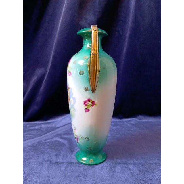 Ceramic Antique Victorian Victoria Carlsbad Austria Portrait Vase, Victorian Art Nouveau Hand Painted Porcelain Urn, G M Asmann the Secret For Sale - Image 7 of 13