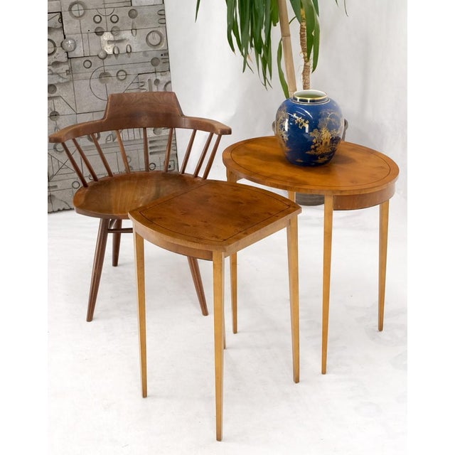 Mid 20th Century Set of Burl Wood Oval Nesting Tables by Baker For Sale - Image 12 of 15