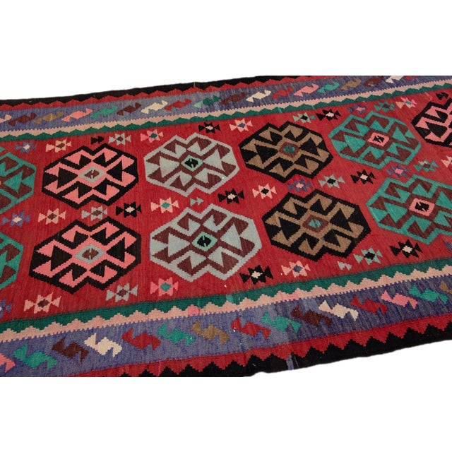 Tribal 1960s Vintage Turkish Kilim Multicolor Handmade Tribal Wool Runner For Sale - Image 3 of 8