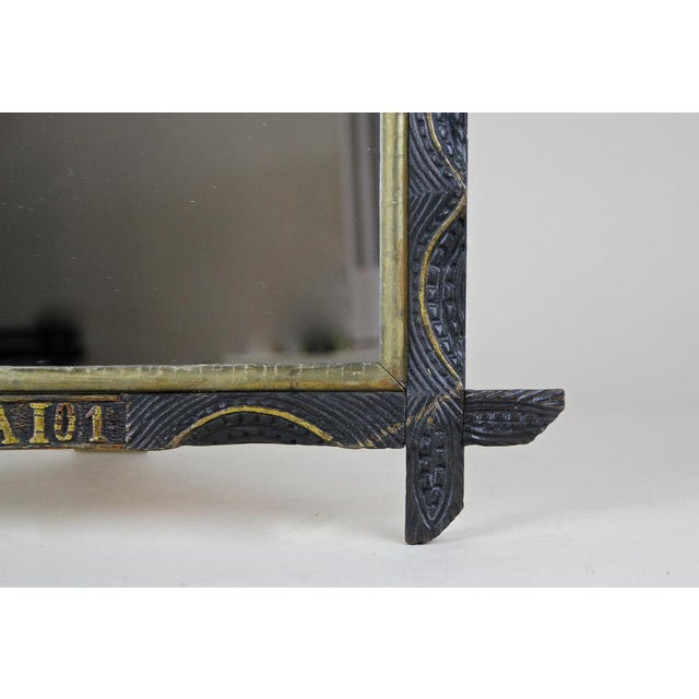 Hand-Carved Wooden Wall Mirror with Golden Bars, Austria, 1901 For Sale - Image 6 of 16