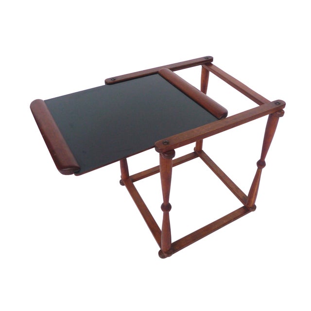 Wood 1940s Campaign-Style Collapsible Walnut End Tables - A Pair For Sale - Image 7 of 18