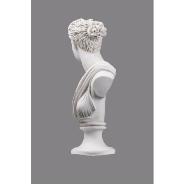 Pair of Vintage Greek Apollo and Diana Busts in Carrara Marble For Sale - Image 9 of 12