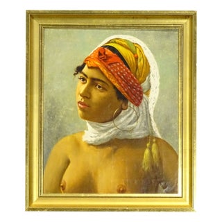 Luis Anglada Pinto, Nude Young Oriental Woman, 1920s, Oil Painting on Canvas, Framed For Sale