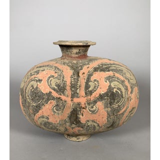 Polychrome earthenware cocoon vase, Early Han Dynasty (206 BC - 220 AD). Ancient China For Sale