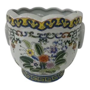 Round Tobacco Leaf Design Cachepot