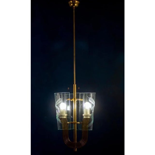 Gold Art Deco Pendant with Murano Glass by Pietro Chiesa, 1940 For Sale - Image 8 of 11