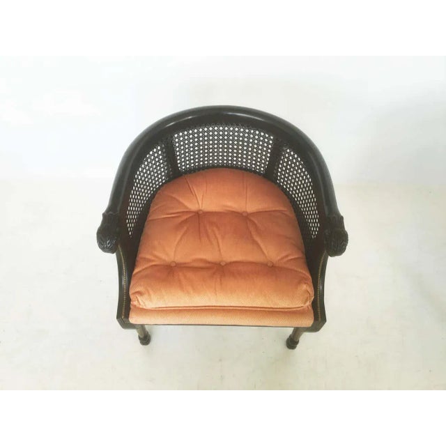 Orange Neoclassical Style Caned Back Ram's Head Armchairs - A Pair For Sale - Image 8 of 9
