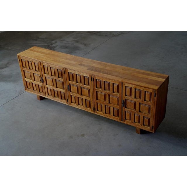 Brutalist Spanish Oak Sideboard - Spain 1960s For Sale - Image 6 of 11