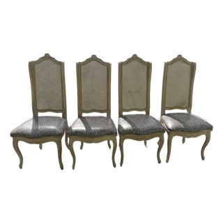 Mid 20th Century Louis XV Style Dining Chairs Featuring Cane Backs Set of 4 For Sale
