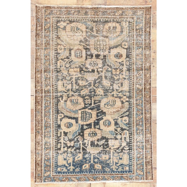 Early 20th Century Antique-Worn Persian Hamadan Rug - 02'08 X 03'11 For Sale - Image 9 of 9