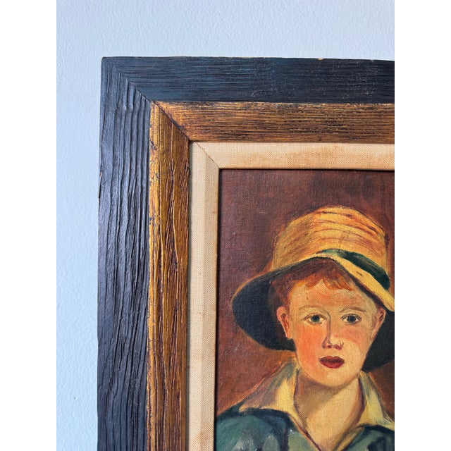 Mid-Century Modern 1951 “The Torn Hat – After Thomas Sully” Vintage Oil Portrait Painting by Michael For Sale - Image 3 of 9