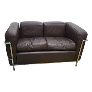 LC2 Two-Seater Sofa in Leather by Le Corbusier, Pierre Jeanneret and Charlotte Perriand for Cassina, 1928 For Sale