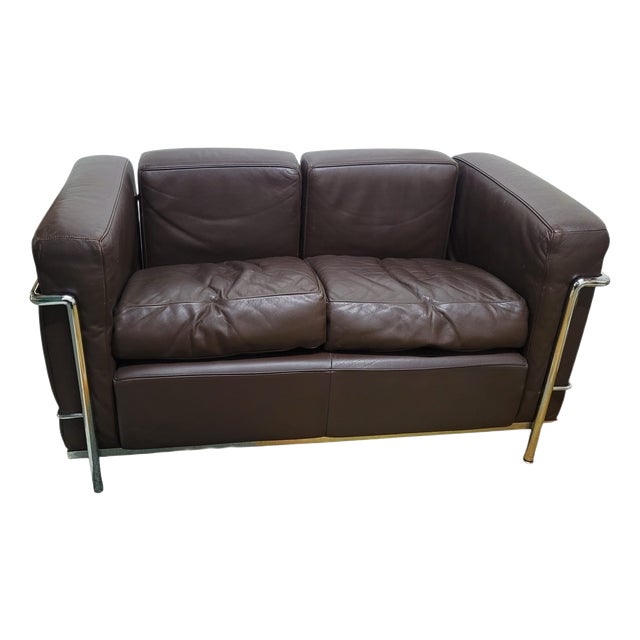 LC2 Two-Seater Sofa in Leather by Le Corbusier, Pierre Jeanneret and Charlotte Perriand for Cassina, 1928 For Sale