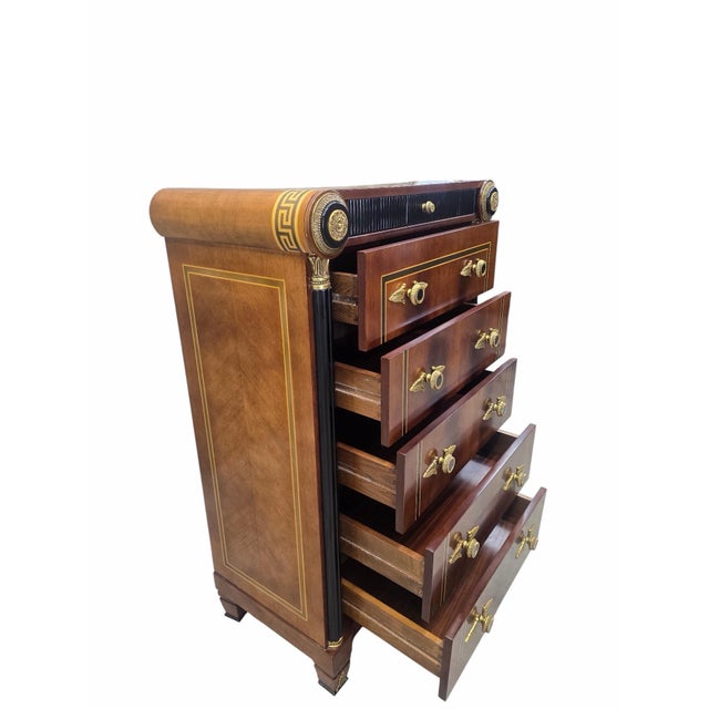 Late 20th Century Neoclassical Empire Revival Mahogany Five Drawer Chest For Sale - Image 10 of 11