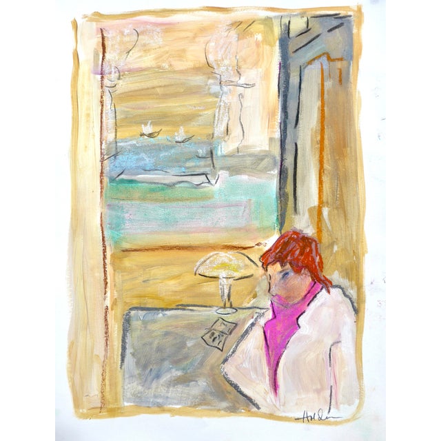 Contemporary "Woman Reading" Expressionist Figurative Oil Painting on Paper For Sale - Image 3 of 3