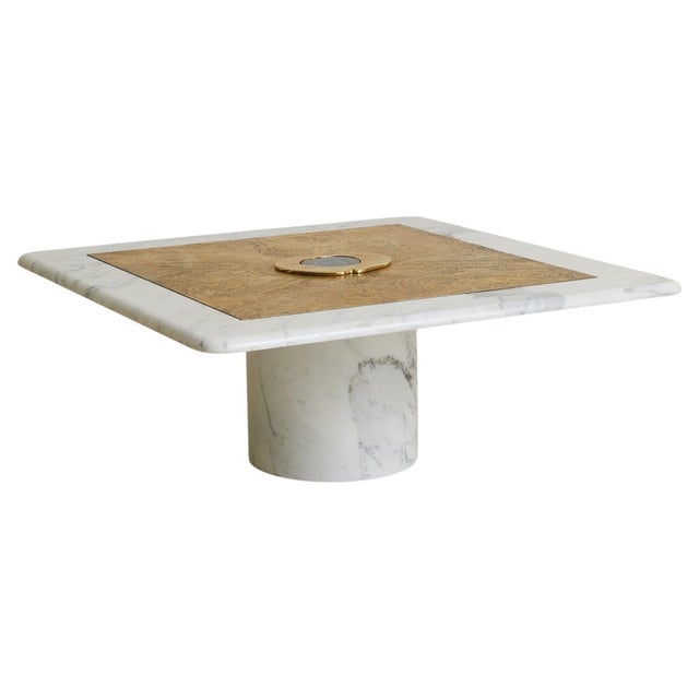 1970s Belgian Marble + Etched Coffee Table with Agate Detail by Willy Daro, 1970s For Sale - Image 5 of 18