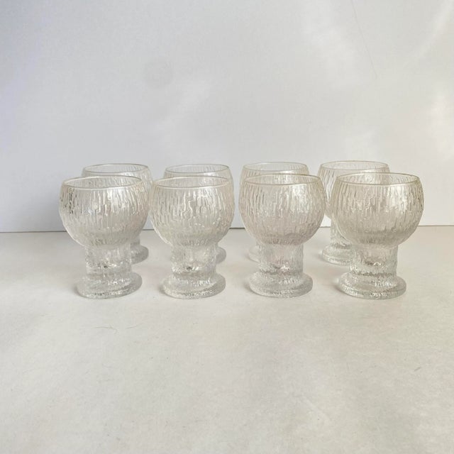 Mid-Century Modern Iittala Kekkerit Finland Icicle Crystal Wine Sherry Cordial Drinking Barware- Set of 8 Vintage 1970s Mid Century For Sale - Image 3 of 10