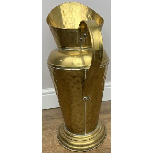 Gold Vintage Umbrella Stand in Hammered Brass For Sale - Image 8 of 16
