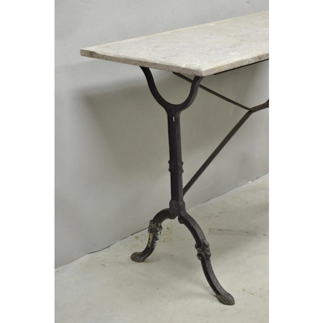 Victorian Antique French Victorian Cast Iron Pastry Table Base Marble Top Console Table For Sale - Image 3 of 18