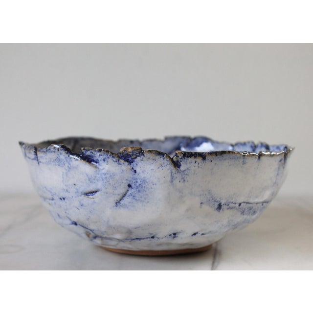 Mid 20th Century Vintage Studio Pottery Blue and White Bowl For Sale - Image 5 of 6