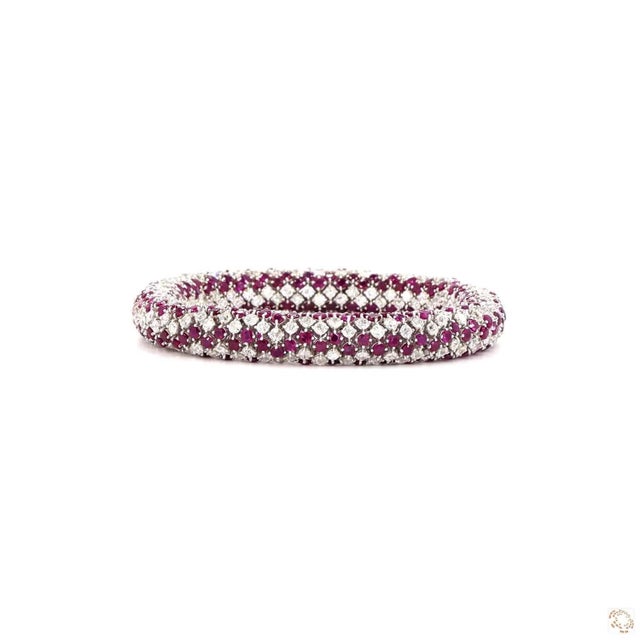 Metal 14.37 Carat Old Mine Cut Diamond Ruby Gold Bracelet For Sale - Image 7 of 9