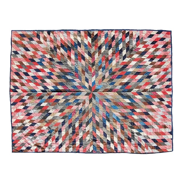 19thc Collide-Scope Star Quilt For Sale