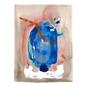 "A New Idea" in Blue - Figural Abstract Composition in Acrylic on Paper by Ricardo De Silva