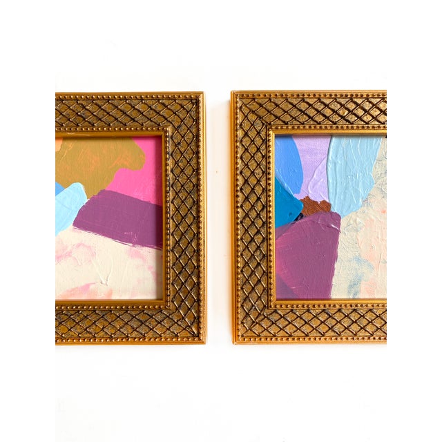 2020s "Dreams in the Air" Pair of Framed Mini Paintings by Jessalin Beutler For Sale - Image 5 of 5