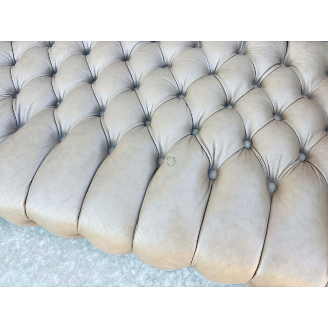 1970s Vintage Tan Leather Tufted Chesterfield Loveseat For Sale - Image 11 of 12