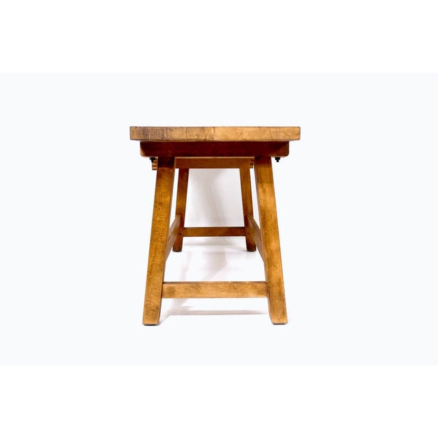 Rustic Vintage Swiss Workbench in Beech, 1930s For Sale - Image 3 of 18