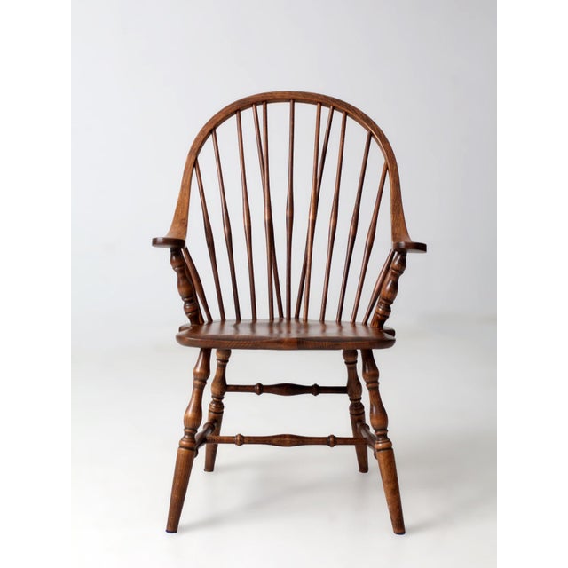 Antique American Windsor Brace Back Armchair For Sale - Image 10 of 13