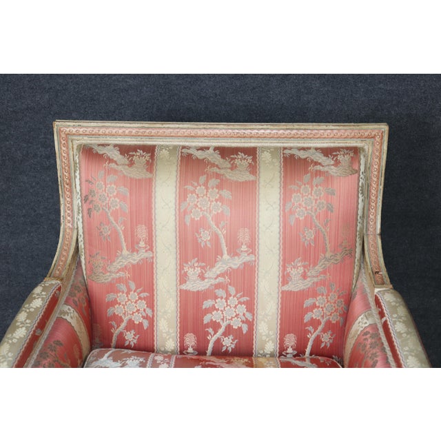 Exceptional Pair French Louis XVI Style Maison Jansen Attributed Bergere Chairs For Sale - Image 9 of 14