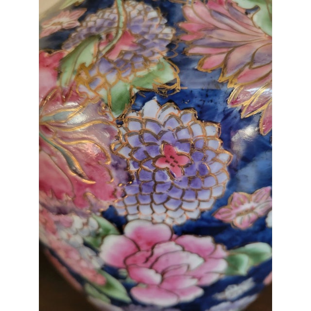 Vintage Floral Porcelain Vase For Sale - Image 4 of 8