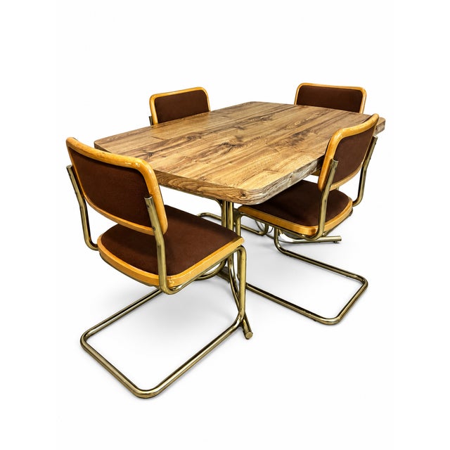 1981 Douglas Furniture of California Dining Table and Four Cantilever Chairs — 5 Pieces For Sale - Image 9 of 12