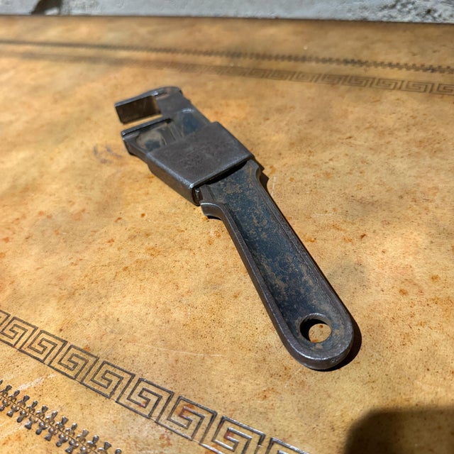 Antique Slip-Jaw or Wedge-Lock Adjustable Wrench Industrail Decor For Sale - Image 4 of 11
