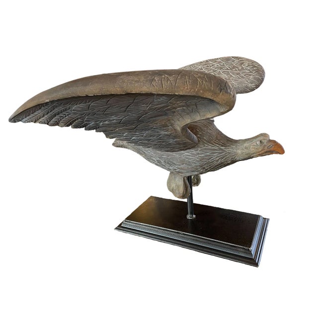 Brown Carved Spread Wing Eagle Sculpture, Early 20th Century For Sale - Image 8 of 8