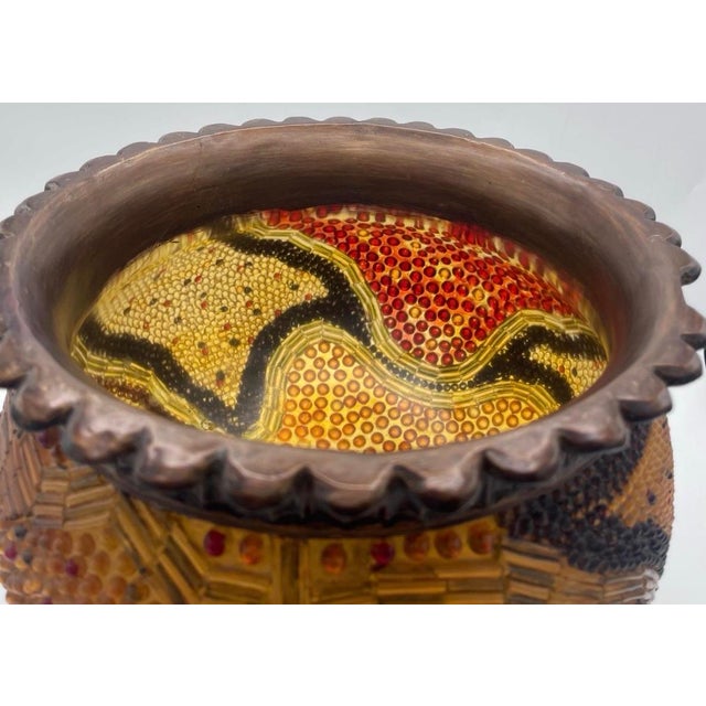 Gold Vintage Jeweled Mosaic Pedestal Bowl and 3 Candleholders Gold Amber For Sale - Image 8 of 13