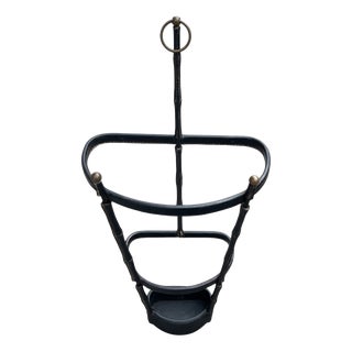 Vintage Stitched Leather Umbrella Stand by Jacques Adnet, 1950s For Sale